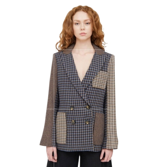 Veronica Beard Jackets & Blazers - Veronica Beard Dickey Jacket Wool Blend Double-breasted Faustine Brown  Plaid 24